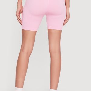 High Waisted Compression Rib Biker Shorts - Image 5