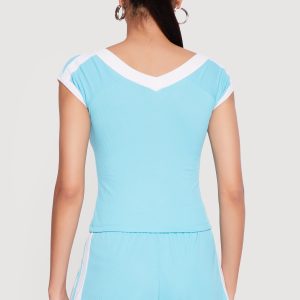 Contrast Trim Brooklyn Graphic V Neck Tee - Image 5