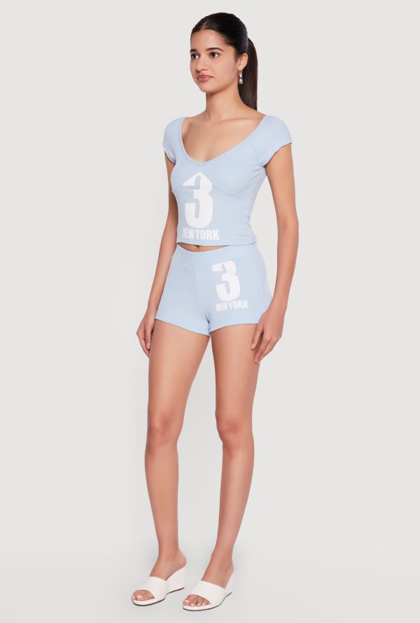 3 New York Graphic Ribbed Knit Shorts