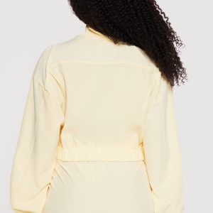 Drop Shoulder Zip Front Mock Neck Track Jacket - Image 5