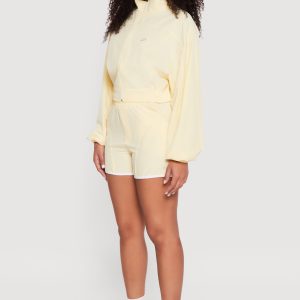 Contrast Trim Decorative Stich Smocked Waist High Shorts - Image 2