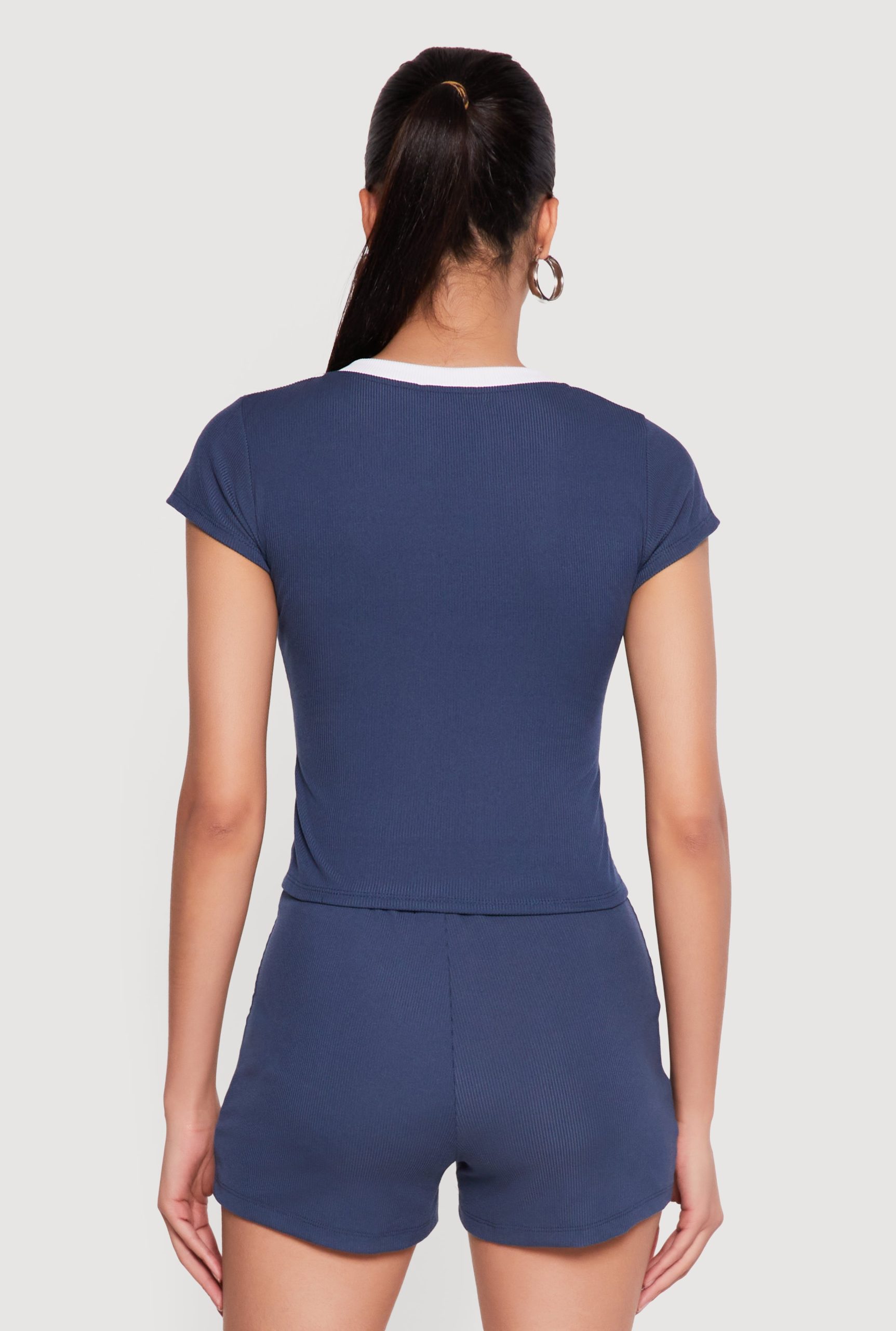 Contrast Trim 83 Graphic Cap Sleeve Tee - Image 5
