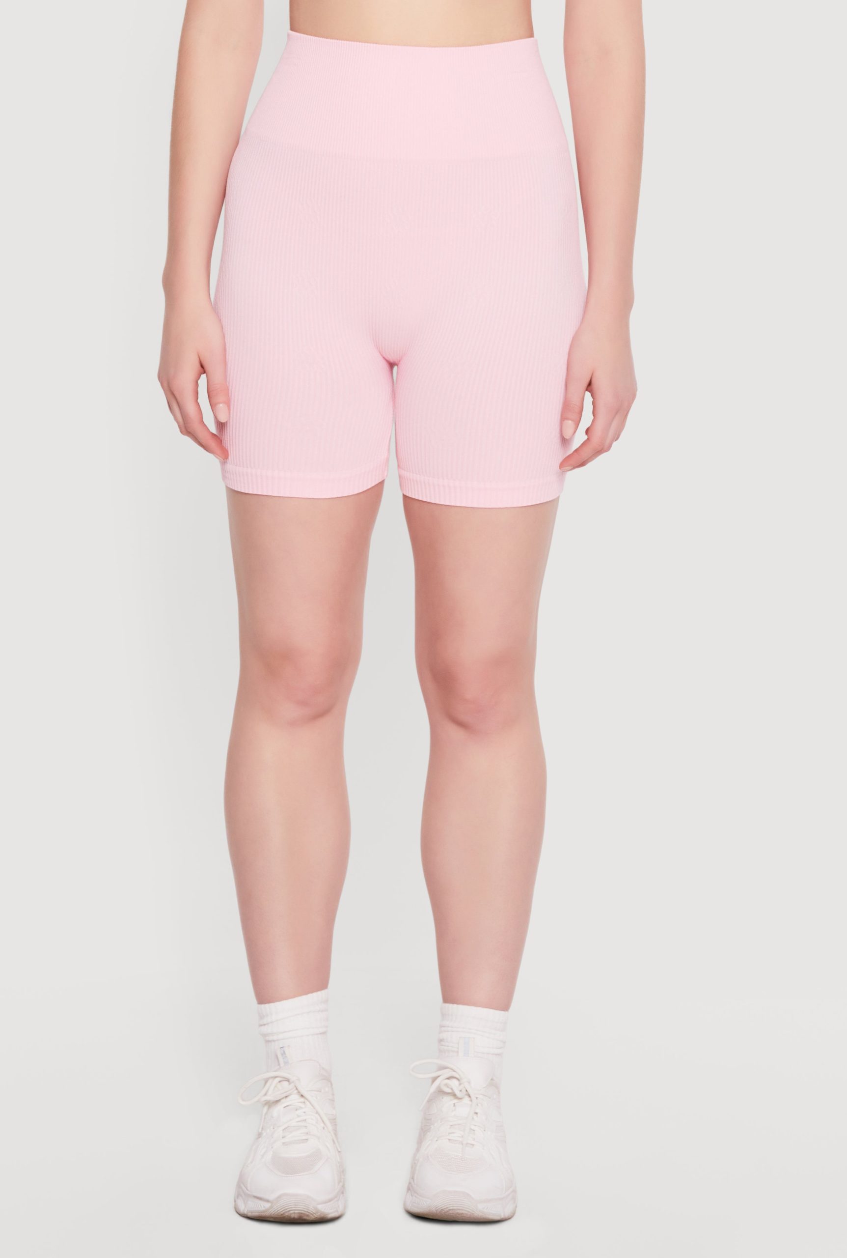 Seamless Compression Rib Knit Shorts - Image 3