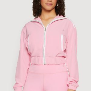Contrast Trim Zip Front Cropped Track Jacket