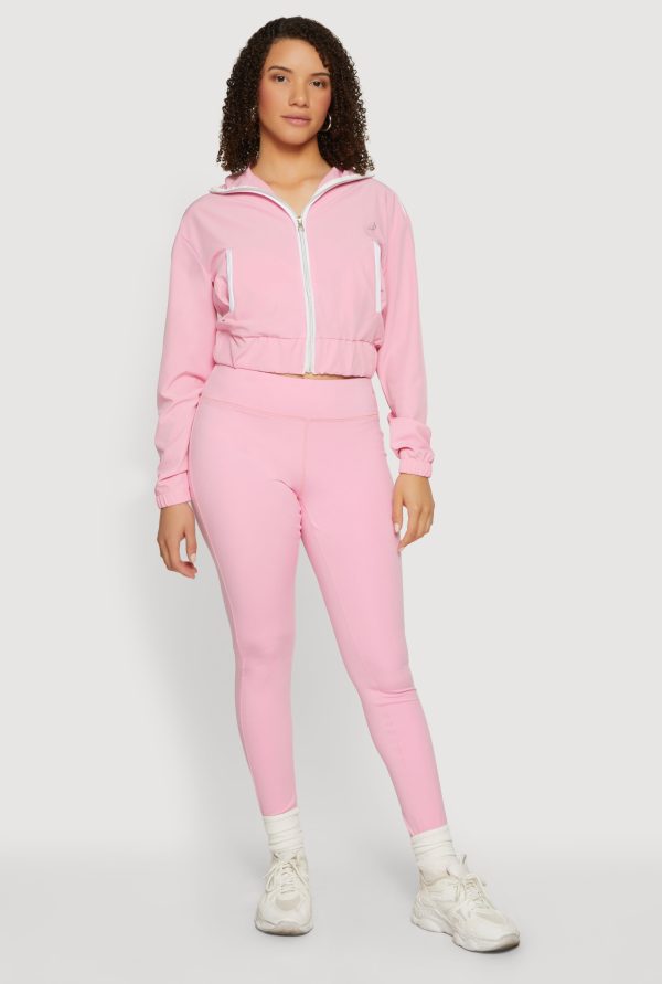 Contrast Trim Zip Front Cropped Track Jacket
