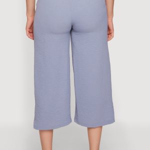 Crepe Knit Pleated High Waisted Capris Pants - Image 5