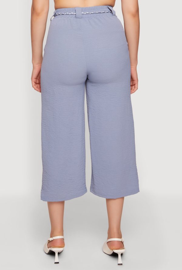 Crepe Knit Pleated High Waisted Capris Pants