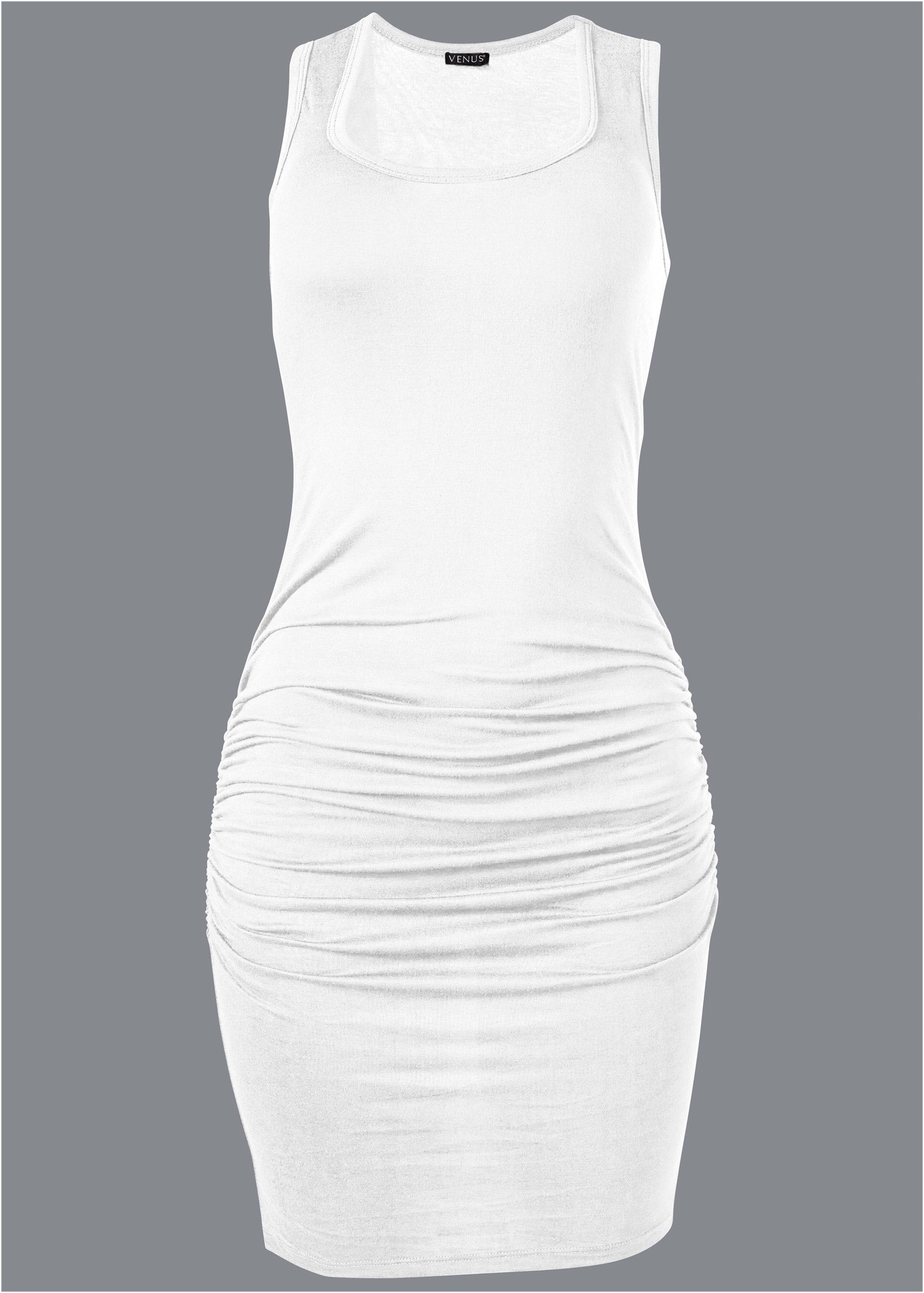 Ruched Tank Dress - White - Image 4