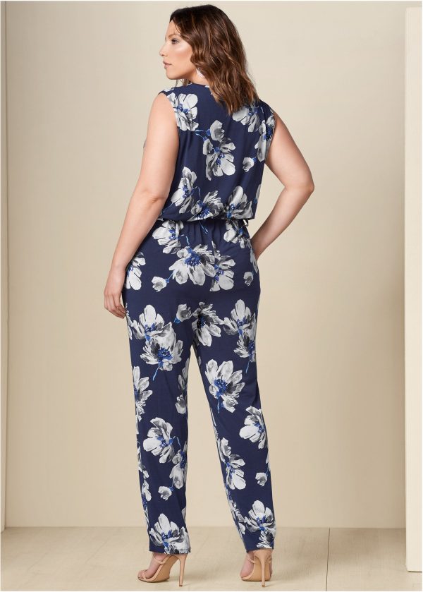 Floral Print Jumpsuit - Navy Multi