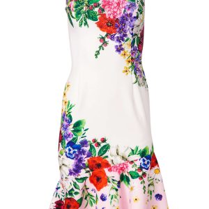Ruffle Trim Detail Dress - White Multi - Image 4