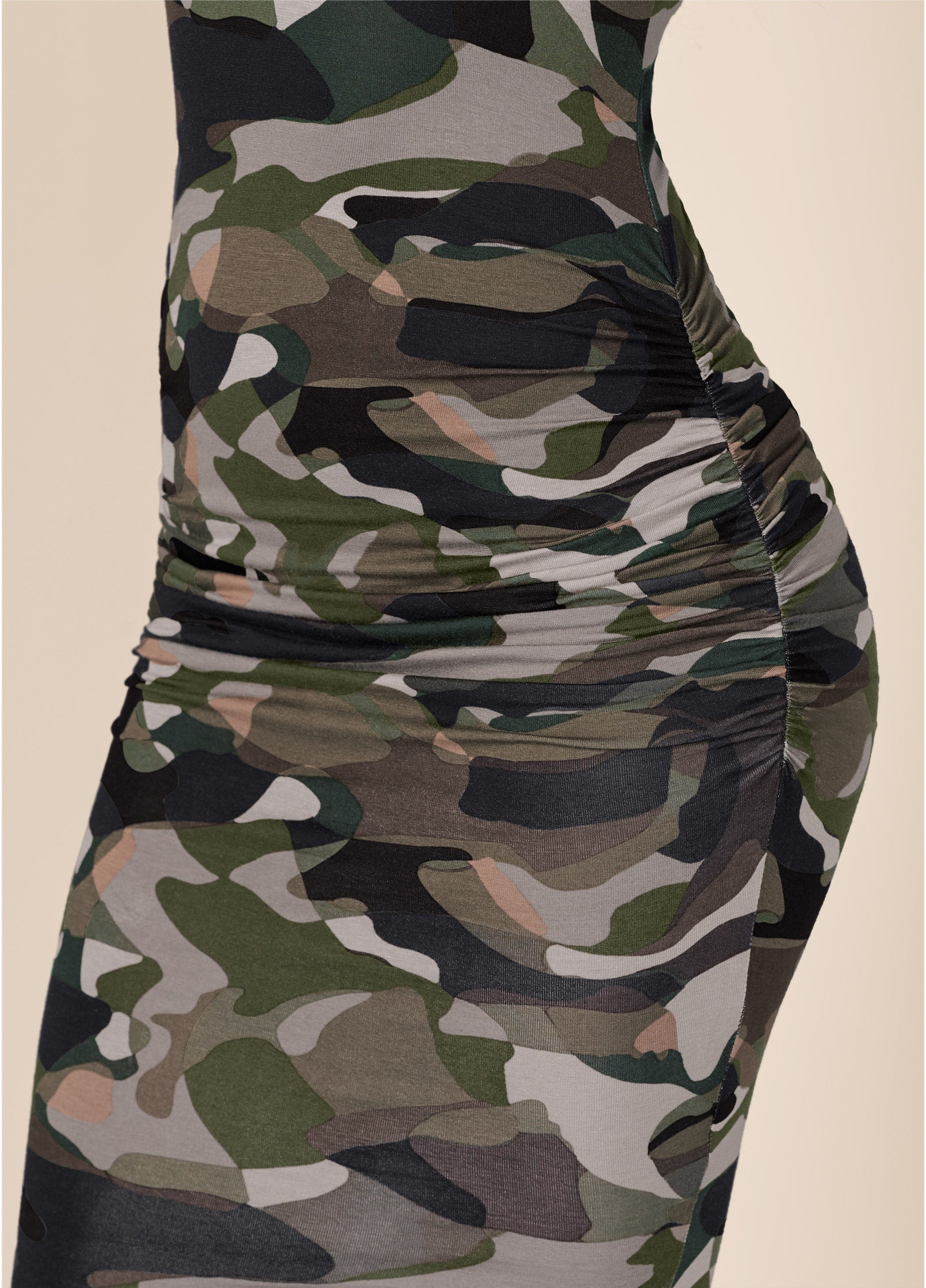 Ruched Tank Dress - Olive Multi - Image 3