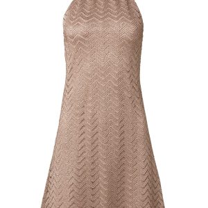 Halter Neck Lace Dress  - Mocha - Image 6