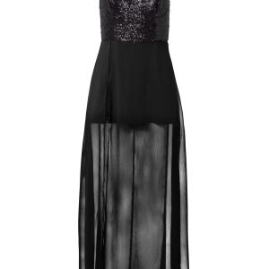 Sequin Top Overlay Romper - Black - Image 5