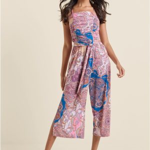 Paisley Print Jumpsuit - Pink Multi