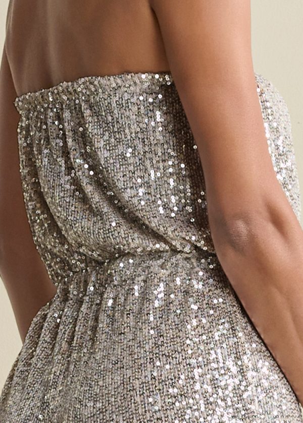 Strapless Sequin Jumpsuit - Champagne