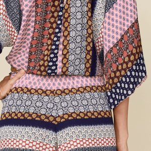 Mixed Print Romper - Navy Multi - Image 5