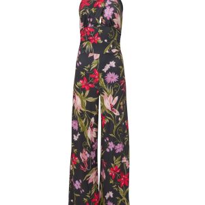Cross-Neck Halter Jumpsuit - Black Multi - Image 5