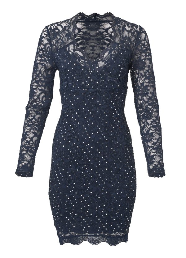 Lace Sparkle Mini Dress - Navy