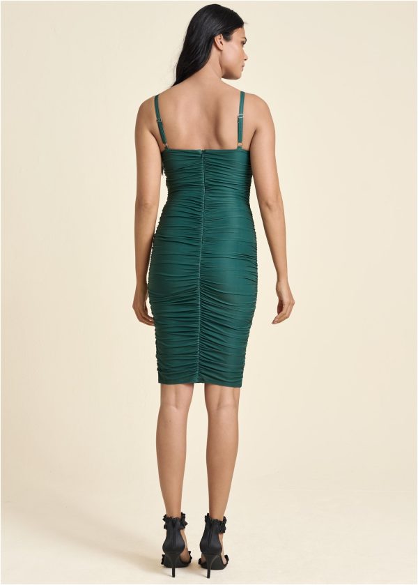 Ruched Mini Dress - Green