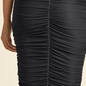 Ruched Mini Dress - Jet Black - Image 4