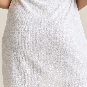 One-Shoulder Sequin Dress - White - Image 5