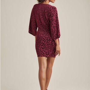 Metallic Leopard Mini Dress - Black & Pink - Image 2