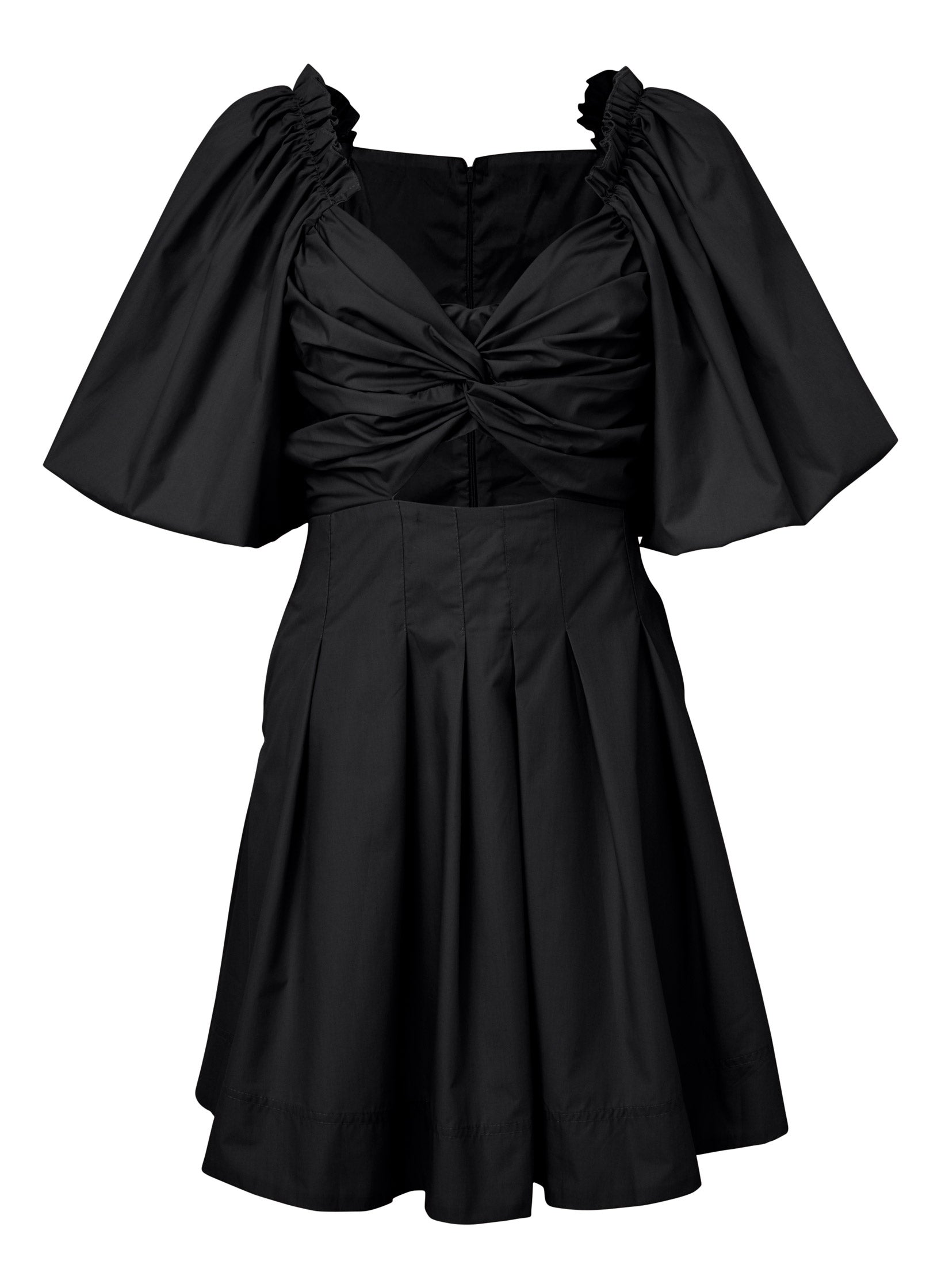 Puff Sleeve Taffeta Dress - Jet Black - Image 5