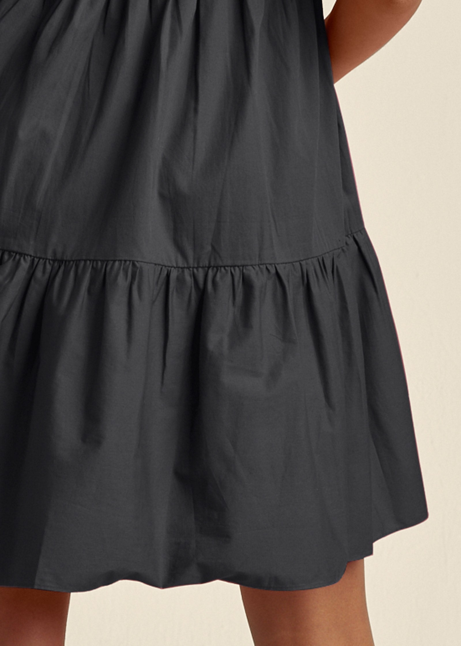 Puff Sleeve Mini Dress - Jet Black - Image 5