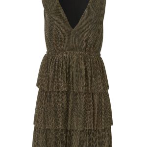 Plisse Tiered Mini Dress - Black Multi - Image 6