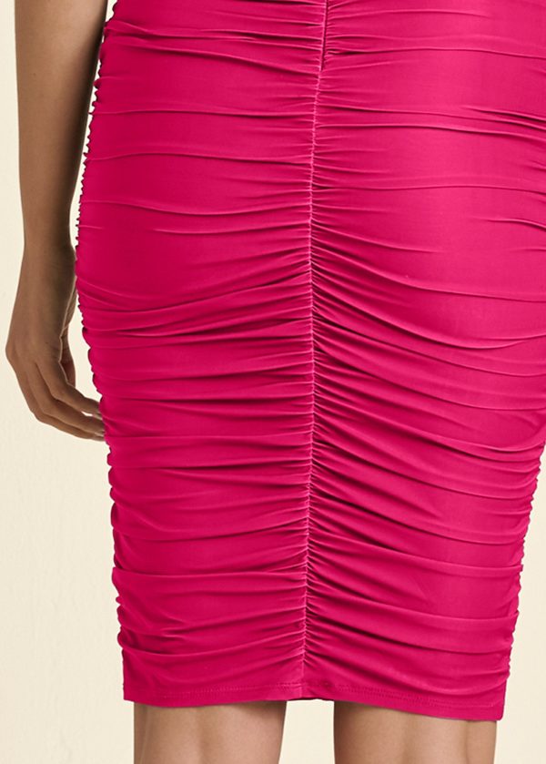 Ruched Mini Dress - Fuchsia