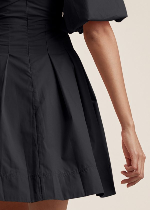 Puff Sleeve Taffeta Dress - Jet Black