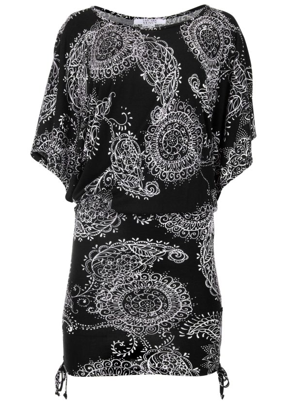 Banded Convertible Dress - Black & White
