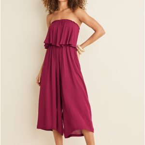 Strapless Ruffle Jumpsuit - Mauve - Image 7
