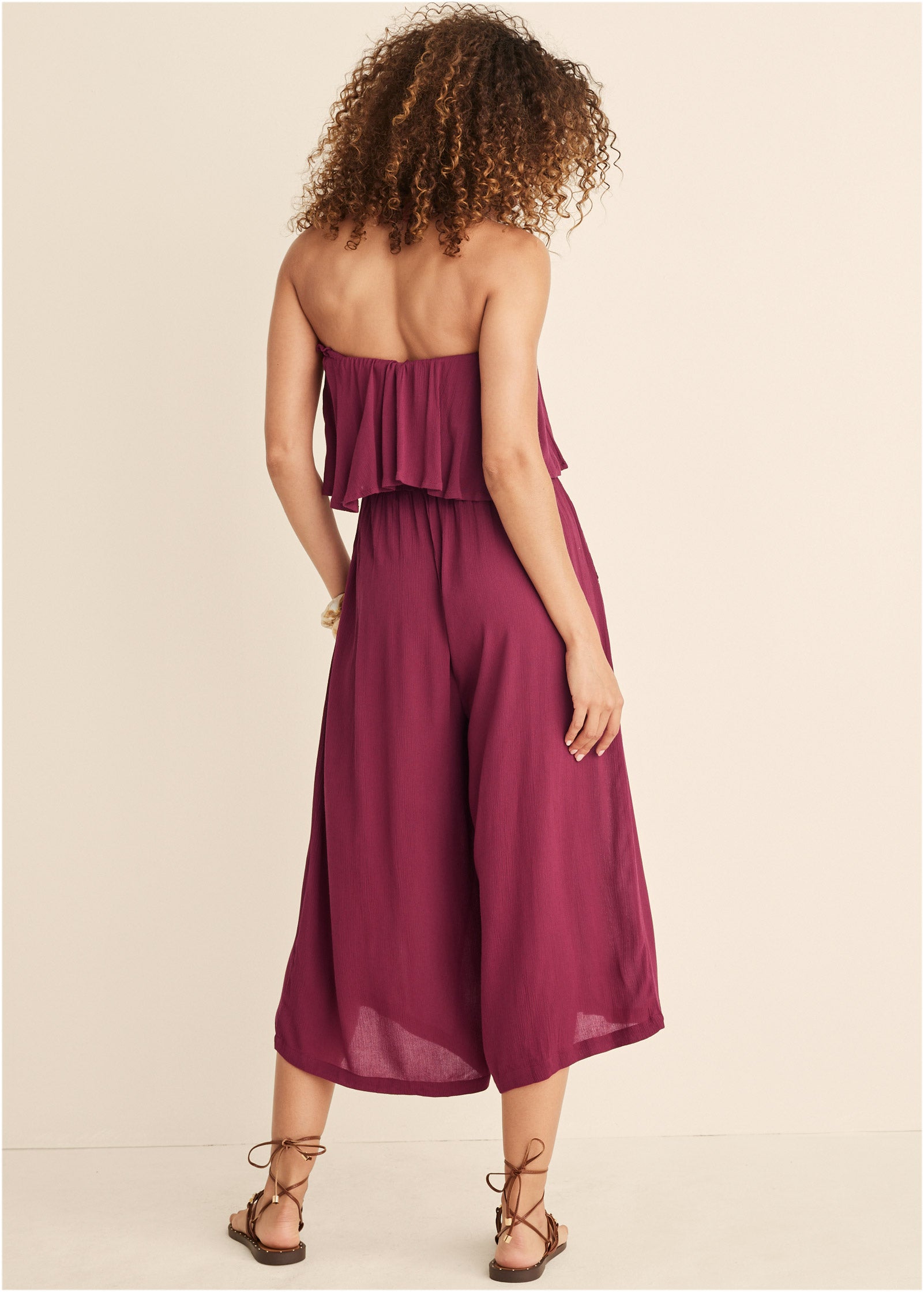 Strapless Ruffle Jumpsuit - Mauve - Image 2