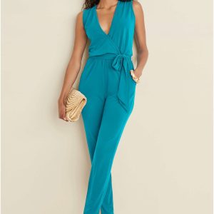Wrap Tie Jumpsuit - Teal