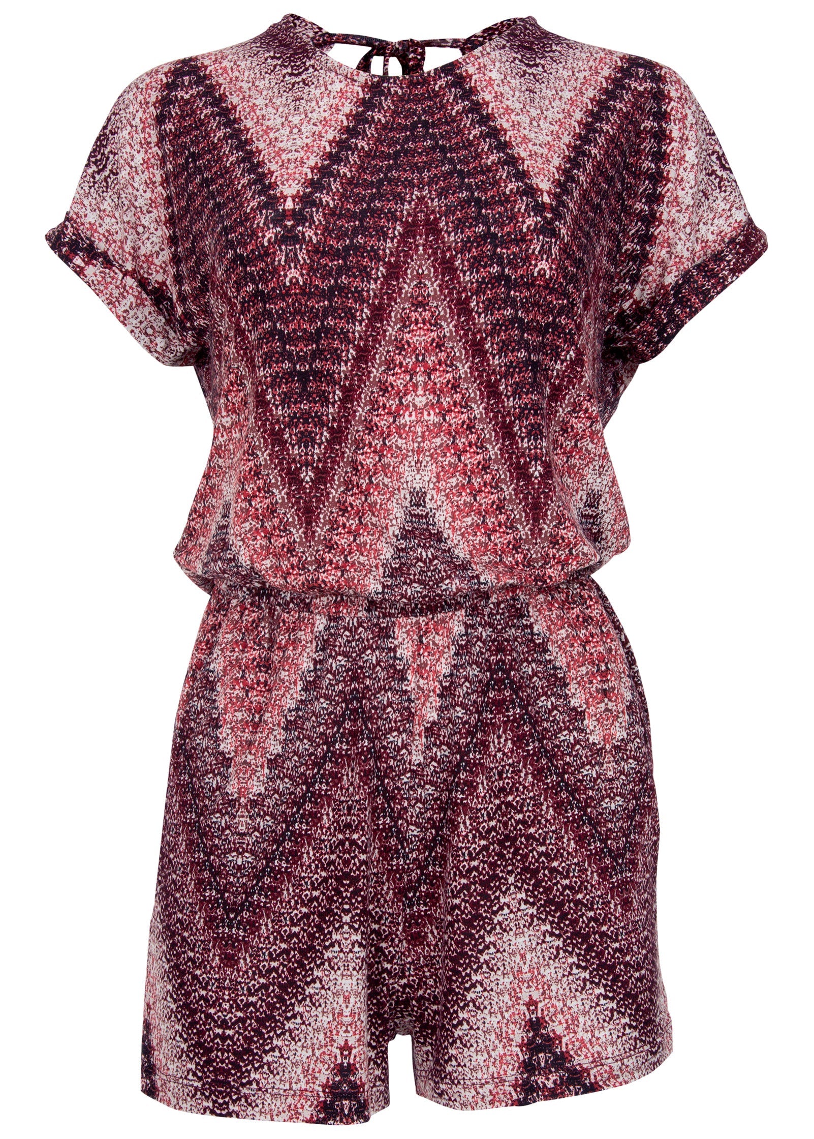 Open Back Romper - Burgundy Multi - Image 5