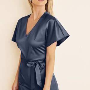 Flutter Sleeve Jumpsuit - Navy - Image 3