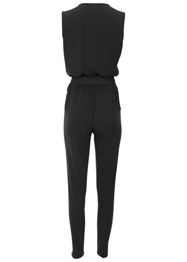Wrap Tie Jumpsuit - Jet Black