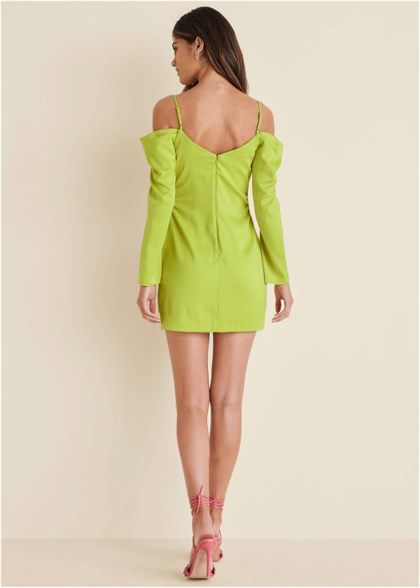 Cowl Neck Mini Dress - Lime