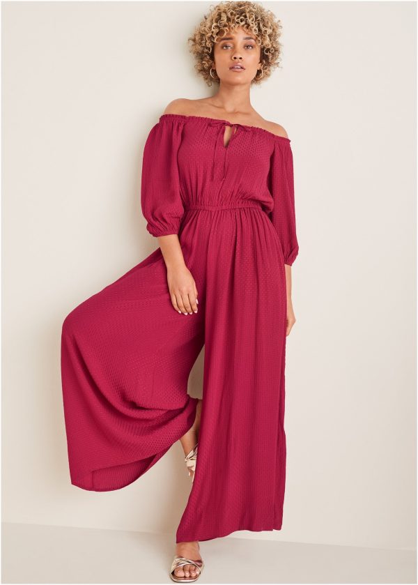 Off-The-Shoulder Jumpsuit - Persian Red