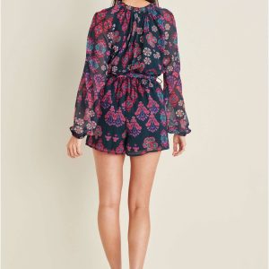 Crinkle Chiffon Romper - Modern Folk Floral - Image 2