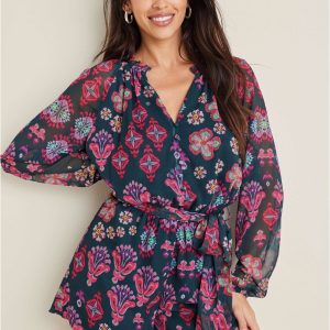 Crinkle Chiffon Romper - Modern Folk Floral