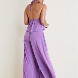 Cross Neck Jumpsuit - Purple - Image 2