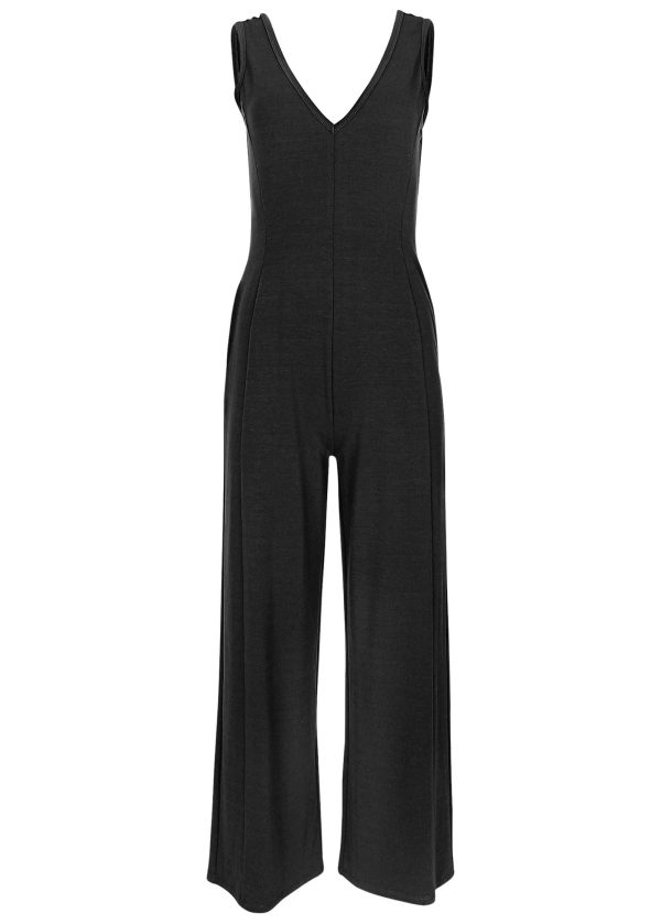 Relaxed V-Neck Jumpsuit - Jet Black