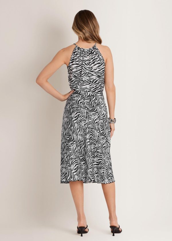 Two-Piece Halter Skirt Set - Zebra Print