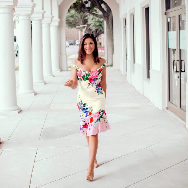 Ruffle Trim Detail Dress - White Multi