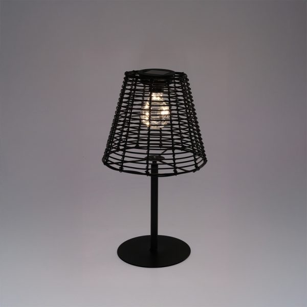 Solcelle bordlampe sort H33 cm