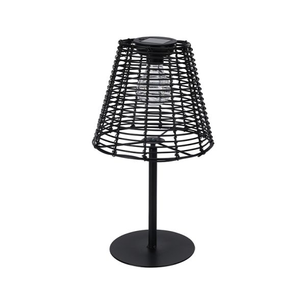 Solcelle bordlampe sort H33 cm
