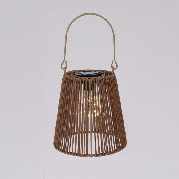Solcelle lampe med h?ndtag brun H21 cm